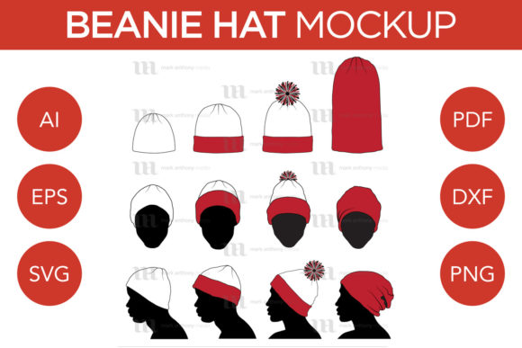 Beanie Hat Vector Template Mockup for Graphics and Caps Amp