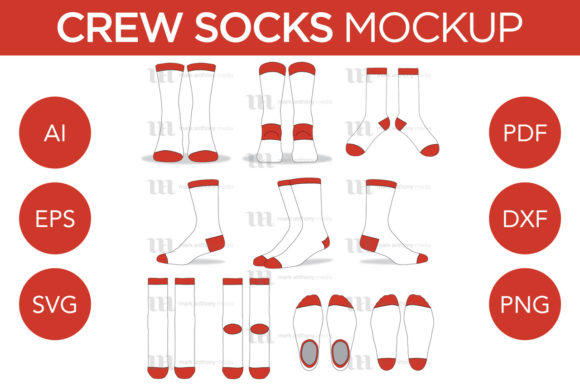 Crew Socks Vector Template Mockup Review