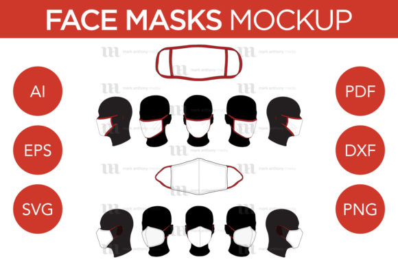Face Masks - Vector Mockup Template for Product Mockups and Graphics