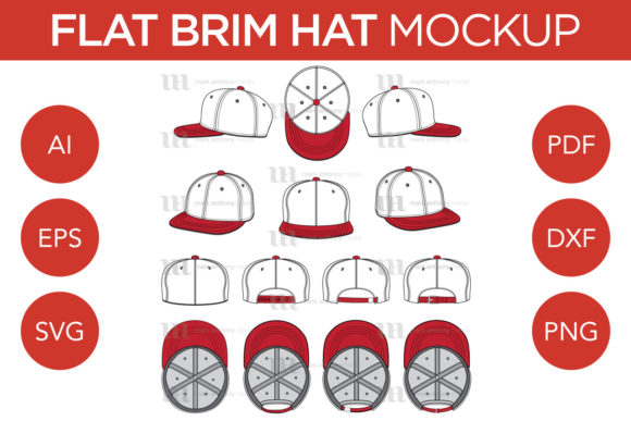 Flat Brim Hats Vector Mockup for Caps Amp Graphics