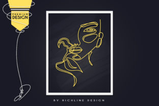 Girl Flower Line Art Poster for Creative Projects