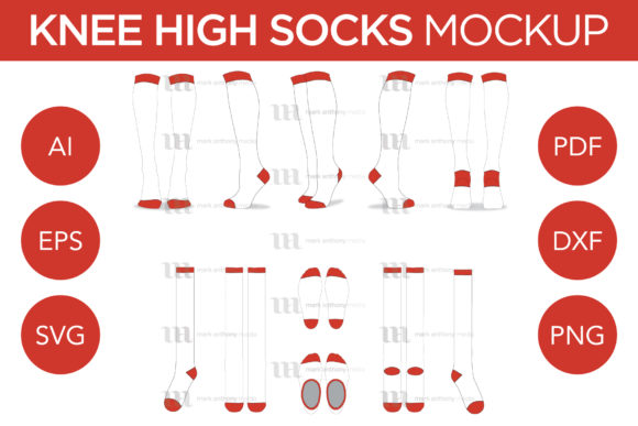 Knee High Socks Mockup Template for Graphics and Branding