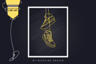 Line Art Poster Basketball Sneakers for Branding and Marketing