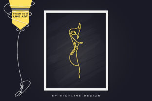 Line Art Poster Girl Sithalf for Branding and Packaging