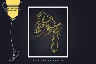 Line Art Poster Girl Wine for Local Business Branding