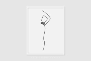 Line Art Poster Halfbody Girl - A Versatile Graphic Design Asset