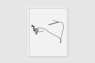 Line Art Poster Hand Bonusflower for Graphics and Illustrations