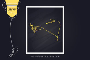Line Art Poster Hand Flower Graphics for Crafting