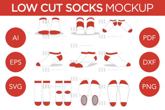 Low Cut Socks Mockup Template for Graphics and Socks