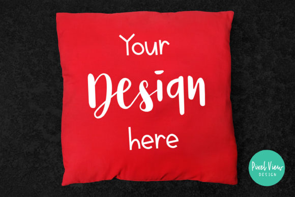 Red Pillow Mockup for Graphics and Pillows Amp