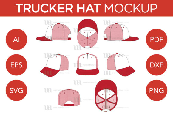 Trucker Hat - Vector Template Mockup for Graphics and Caps Amp