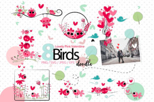 Valentine Doodle Birds for Embroidery Projects