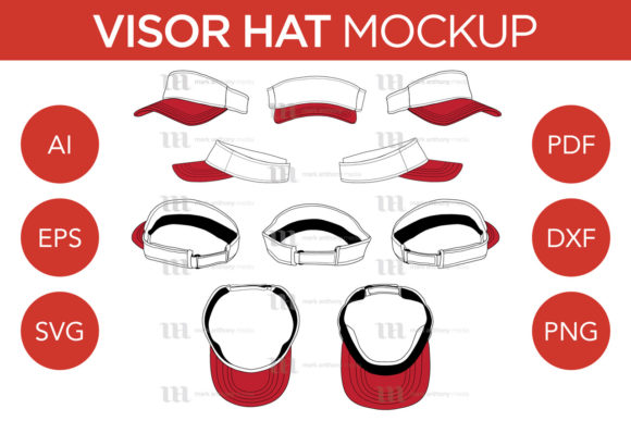 Visor Hat Vector Template Mockup for Caps Amp Graphics